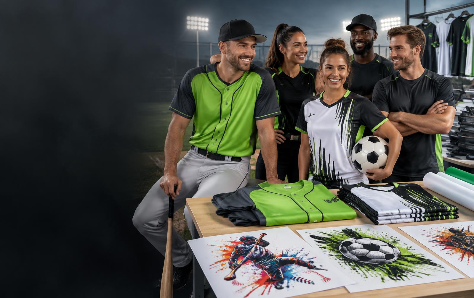 Custom printed baseball and soccer apparel with DTF transfers